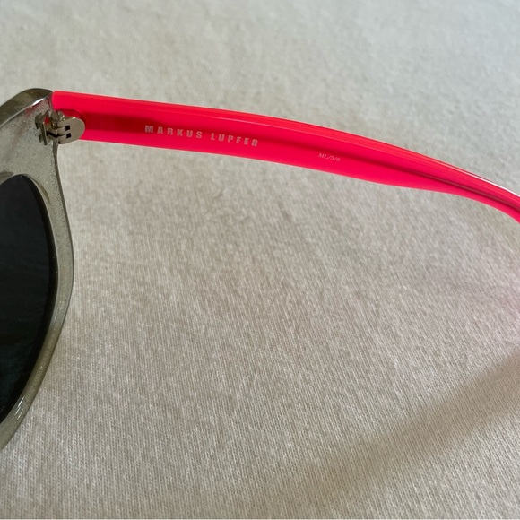 Linda Farrow X Markus Lupfer Square Frame Sunglasses Clear Glitter Hot Pink main image 5